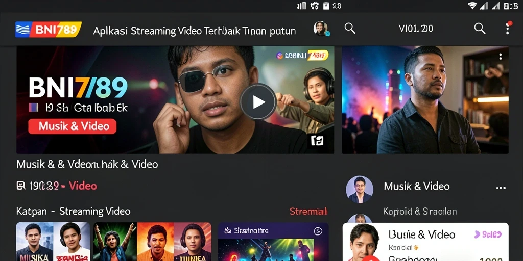 Tampilan antarmuka BNI789 yang sederhana dan fungsional untuk Streaming Video.