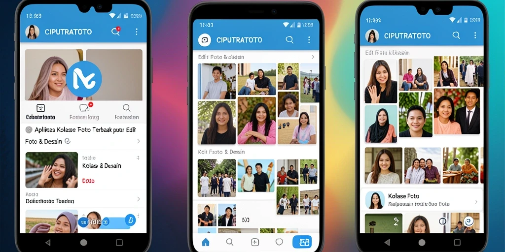 Tampilan antarmuka CIPUTRATOTO yang menarik saat membuat kolase foto.