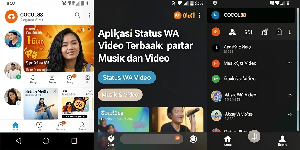 Antarmuka COCOL88 menampilkan berbagai pilihan video status WA yang menarik.