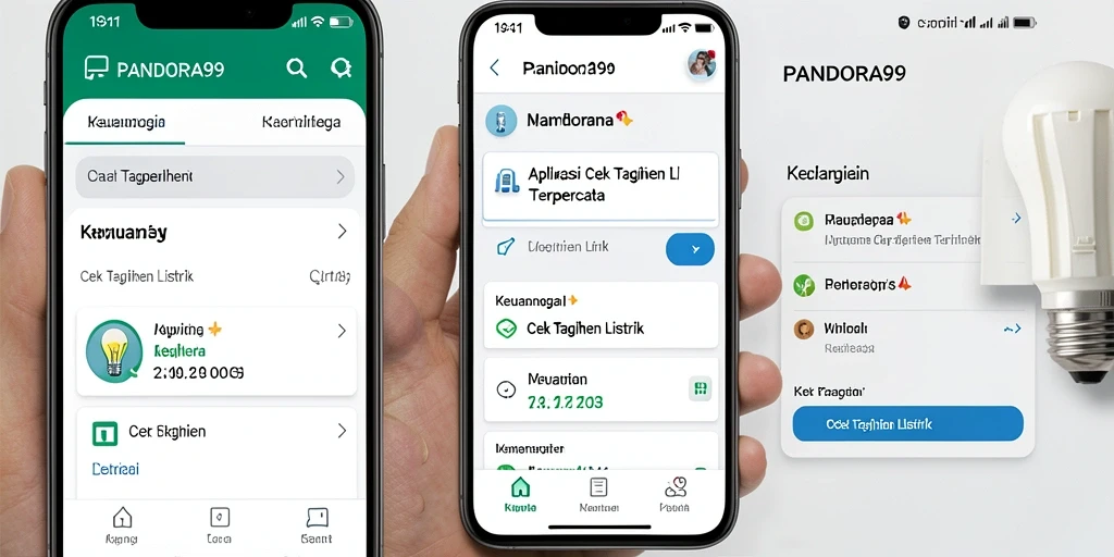 Screenshot antarmuka utama PANDORA99 untuk cek tagihan listrik.