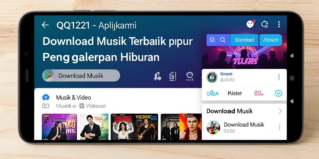 Antarmuka aplikasi Download Musik QQ1221 yang menarik dan fungsional.